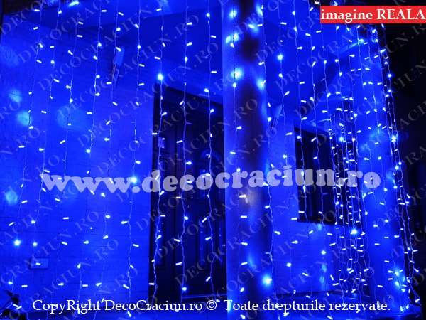 Perdea lumini exterior leduri albastre efect stroboscopic 2x3m